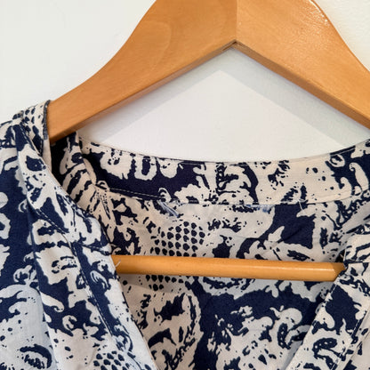 Navy Damask Print Blouse - 52cm u/arm