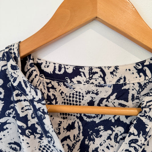 Navy Damask Print Blouse - 52cm u/arm