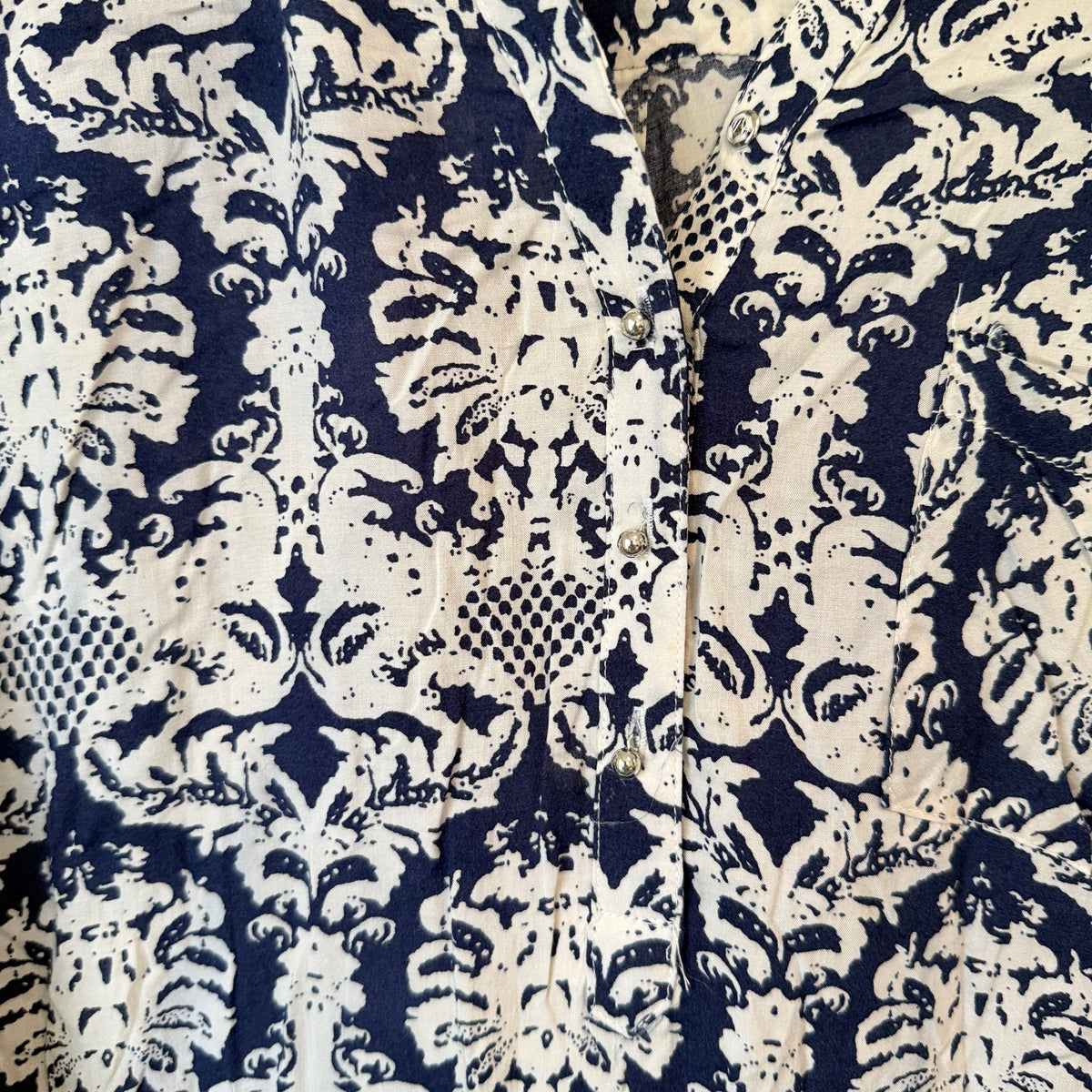 Navy Damask Print Blouse - 52cm u/arm