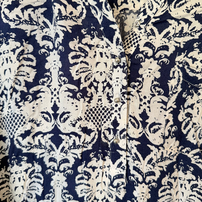 Navy Damask Print Blouse - 52cm u/arm