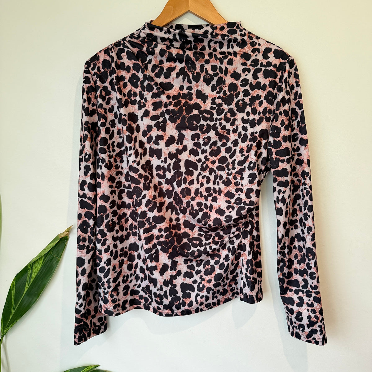 Leopard Print High Neck Top Size L
