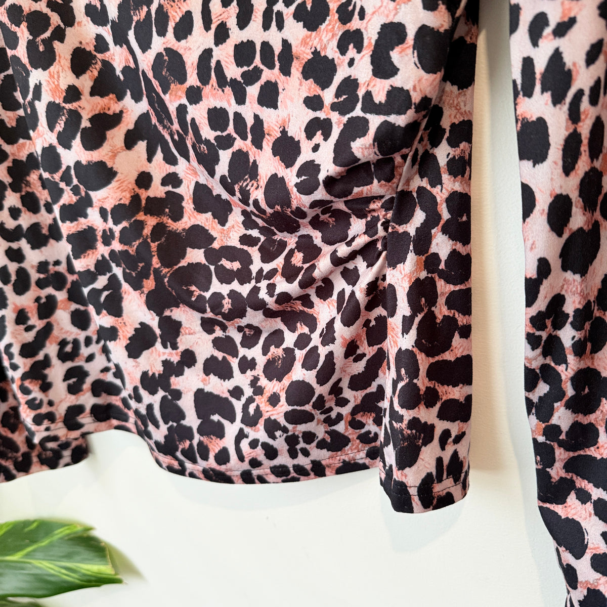 Leopard Print High Neck Top Size L