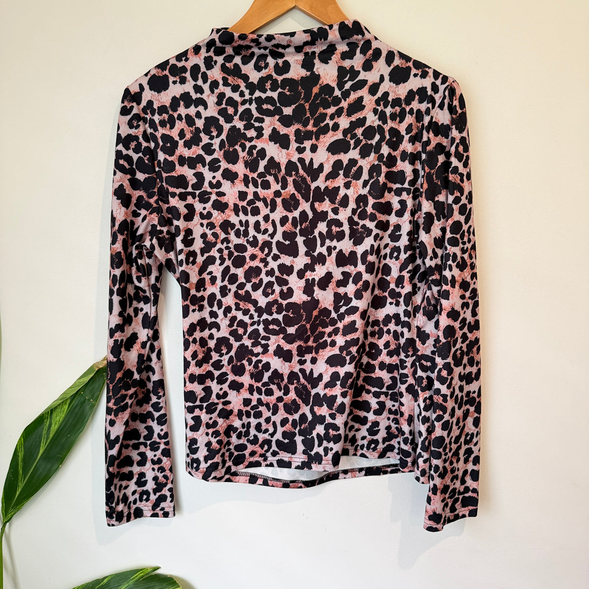 Leopard Print High Neck Top Size L