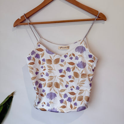 Tashy White Purple Floral Chain Strap Cami - 39cm u/arm