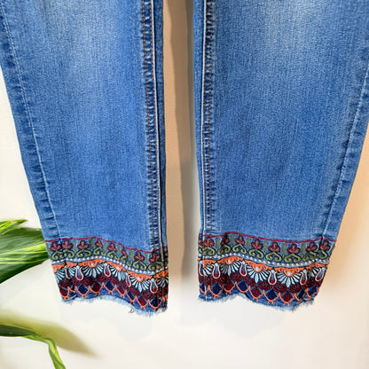 Emerge Blue Embroidered Hem Jeans Size 8