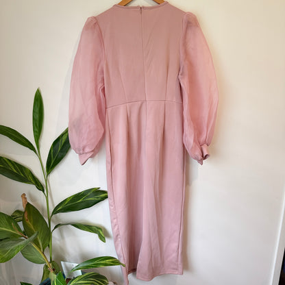 SHEIN Pink Sheer Sleeve Dress Size L