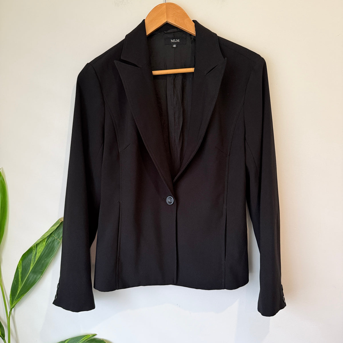 MLM Womens Black Single Button Blazer Size 40