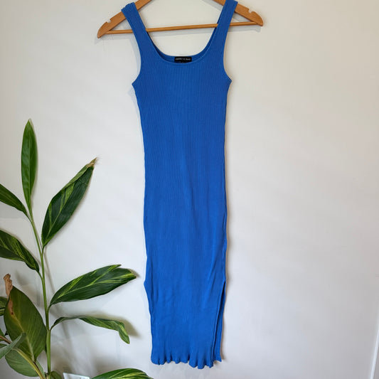 Among The Brave Blue Ribbed Knit Maxi Dress Size 8