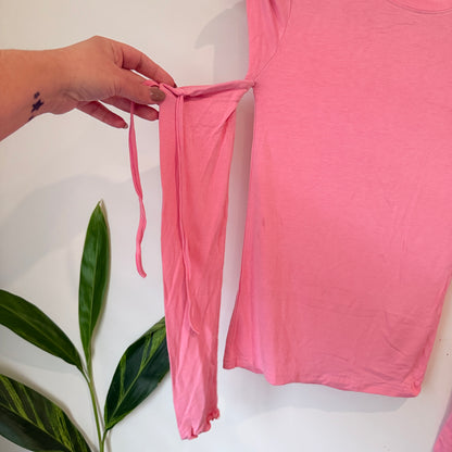 A.D.Diction Pink Tie Sleeve Top - 34cm u/arm