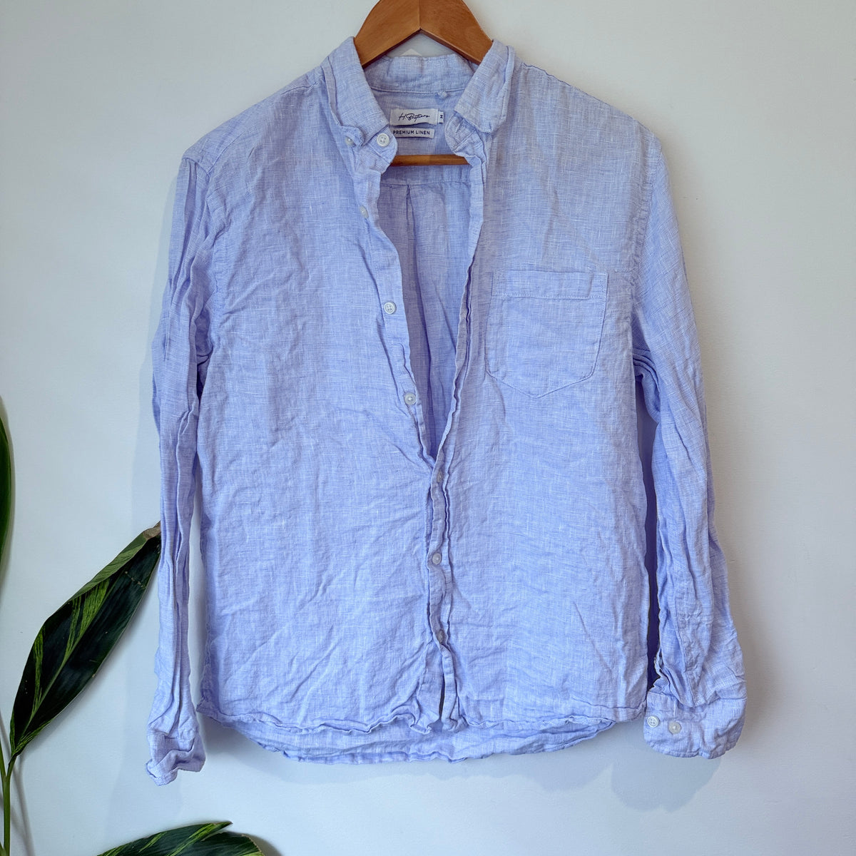 H. Brothers Blue Linen Shirt Size M
