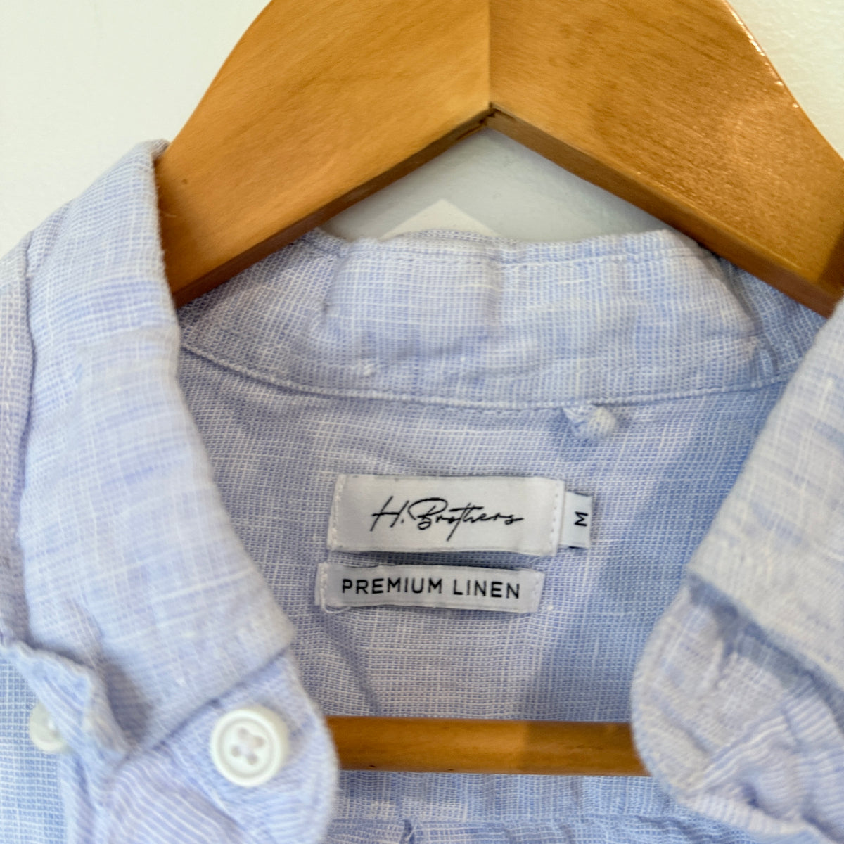 H. Brothers Blue Linen Shirt Size M