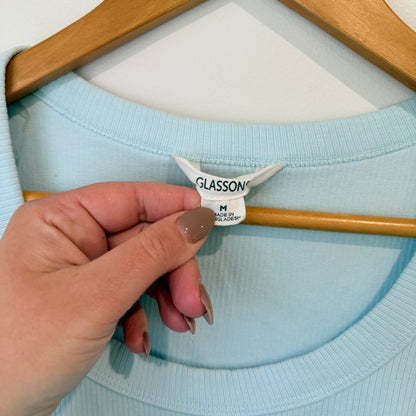 Glassons Light Blue Ribbed Crop Tee Size M