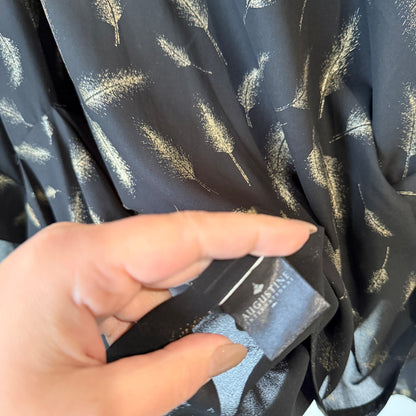 Augustine Black Gold Feather Print Sheer Top - One Size