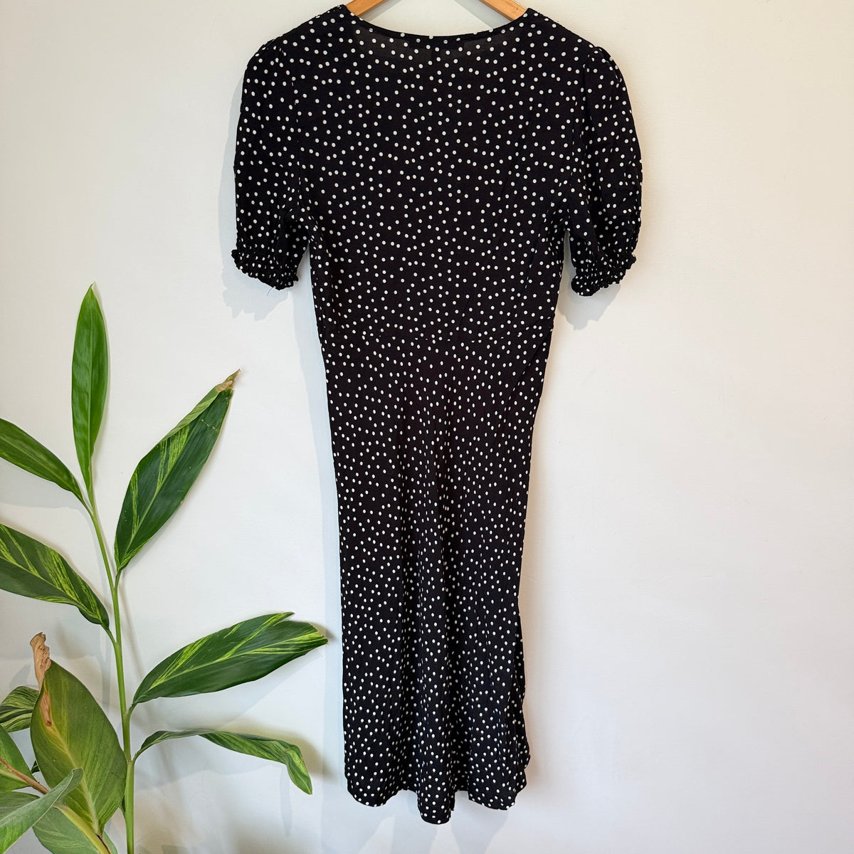 Next Black White Spot Midi Dress Size 8