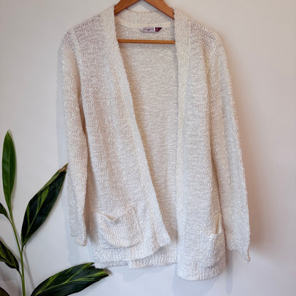 Pickaberry Cream Open Front Knit Cardigan Size S