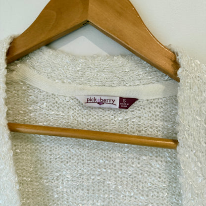 Pickaberry Cream Open Front Knit Cardigan Size S