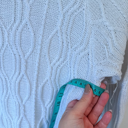 White Cable Knit Ruffle Hem Dress - 39cm u/arm