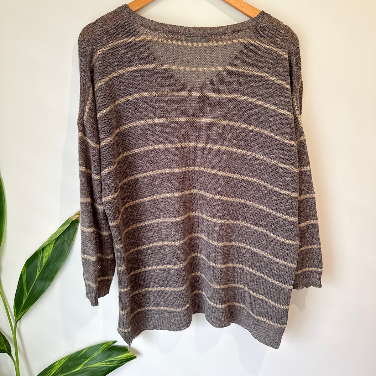 Blue Illusion Brown Stripe Linen Blend Knit Jumper