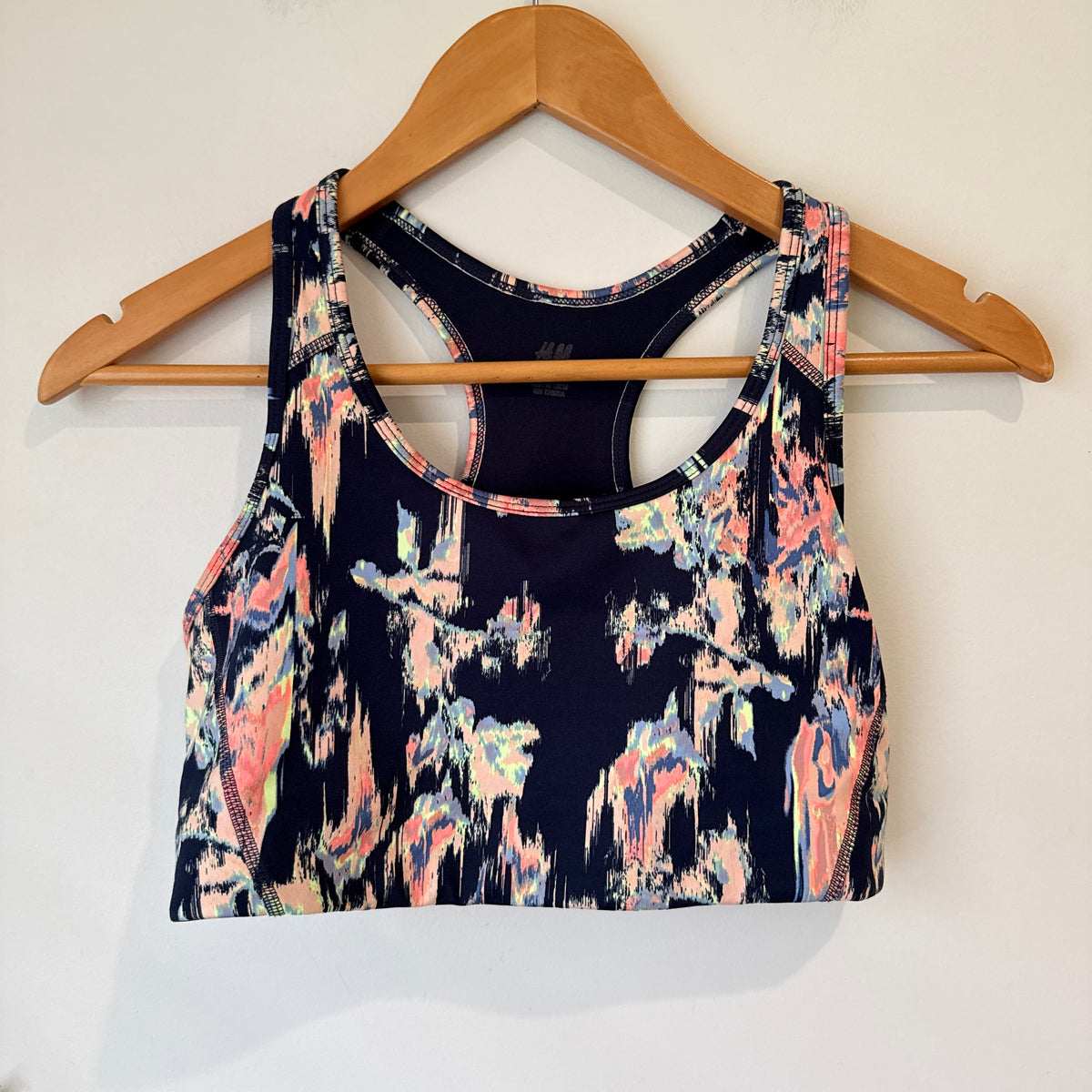H&M Sport Navy Print Sports Bra - Size M