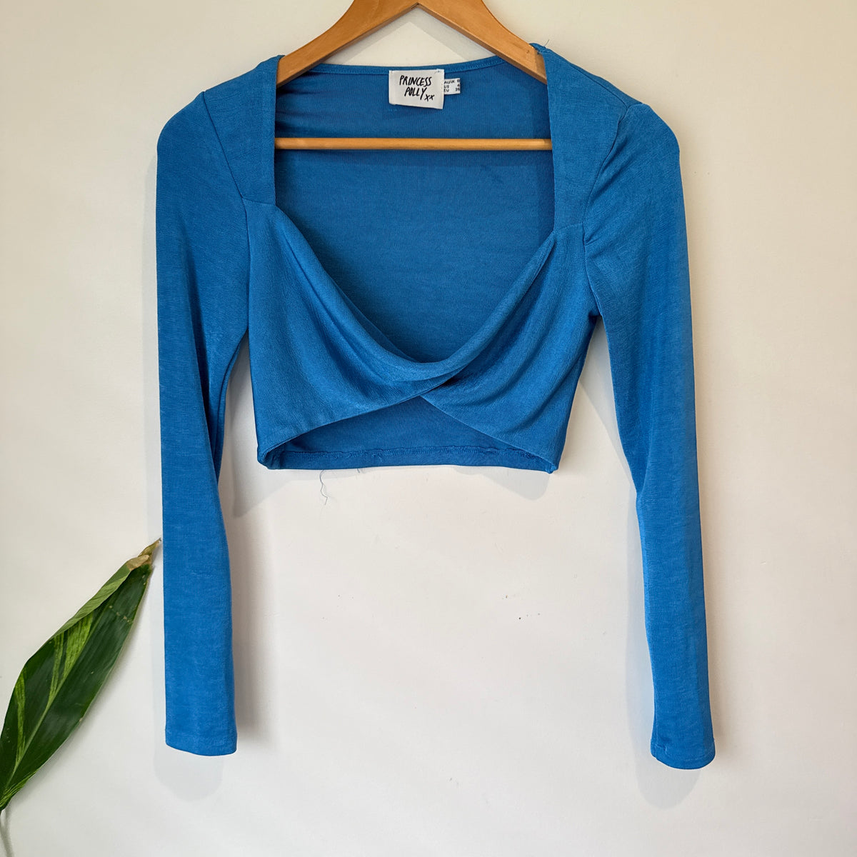 Princess Polly Blue Twist Front Crop Top Size 8