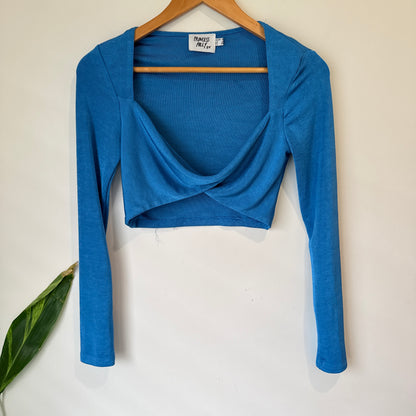 Princess Polly Blue Twist Front Crop Top Size 8