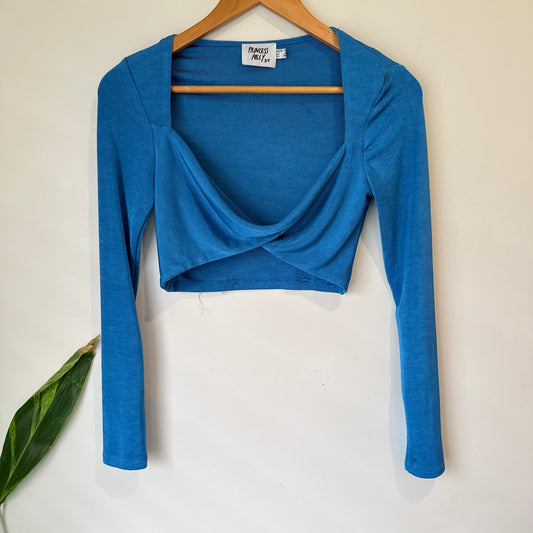 Princess Polly Blue Twist Front Crop Top Size 8