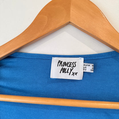 Princess Polly Blue Twist Front Crop Top Size 8
