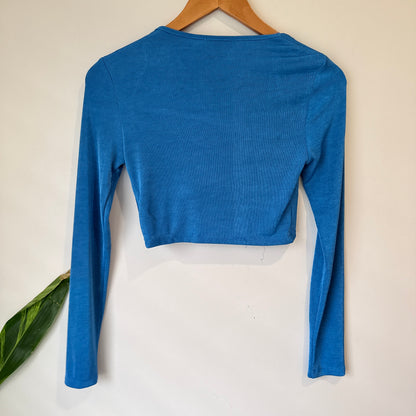 Princess Polly Blue Twist Front Crop Top Size 8