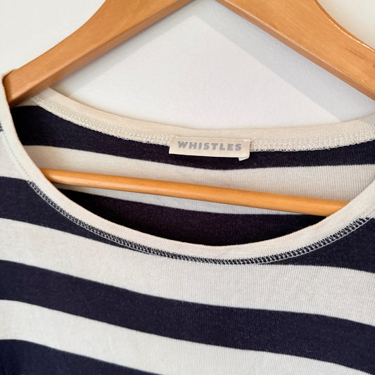 Whistles Navy Red Cream Stripe Top - Size 8