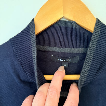 Politix Navy Cotton Knit Jumper Size M