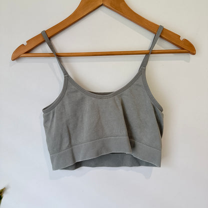 H&M Sage Green Ribbed Crop Cami Size S