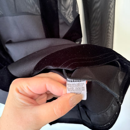 PrettyLittleThing Black Mesh Panel Bodycon Dress Size 8