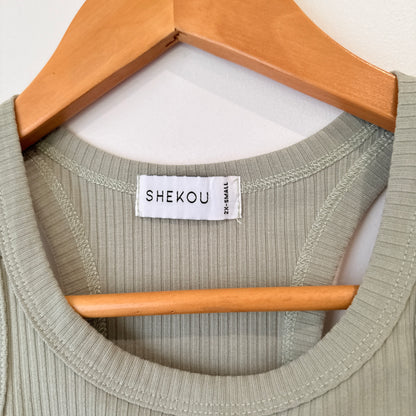 Shekou Sage Green Ribbed Tank Size XXS
