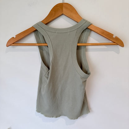 Shekou Sage Green Ribbed Tank Size XXS