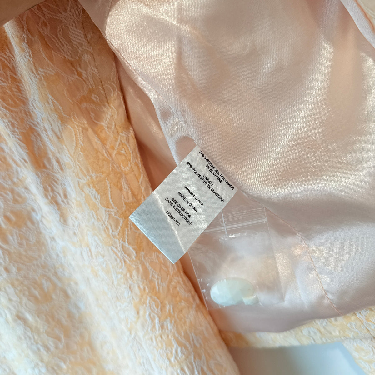 Together Peach Brocade Jacket and Trousers Set Size 40