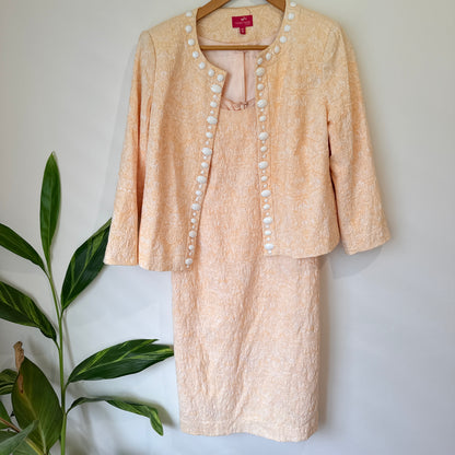 Together Peach Brocade Jacket and Trousers Set Size 40