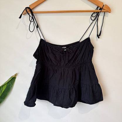H&M Divided Black Tiered Tie Strap Top Size 10