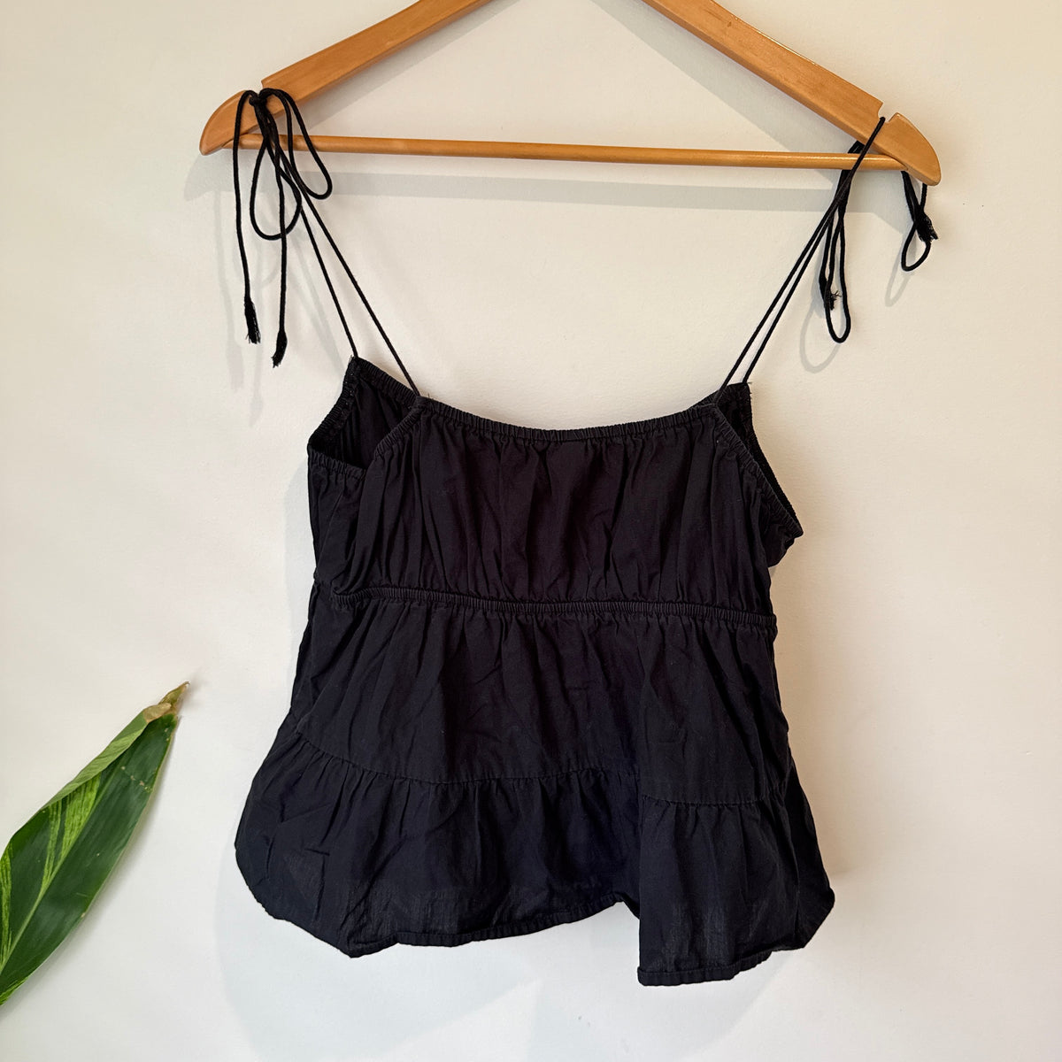 H&M Divided Black Tiered Tie Strap Top Size 10