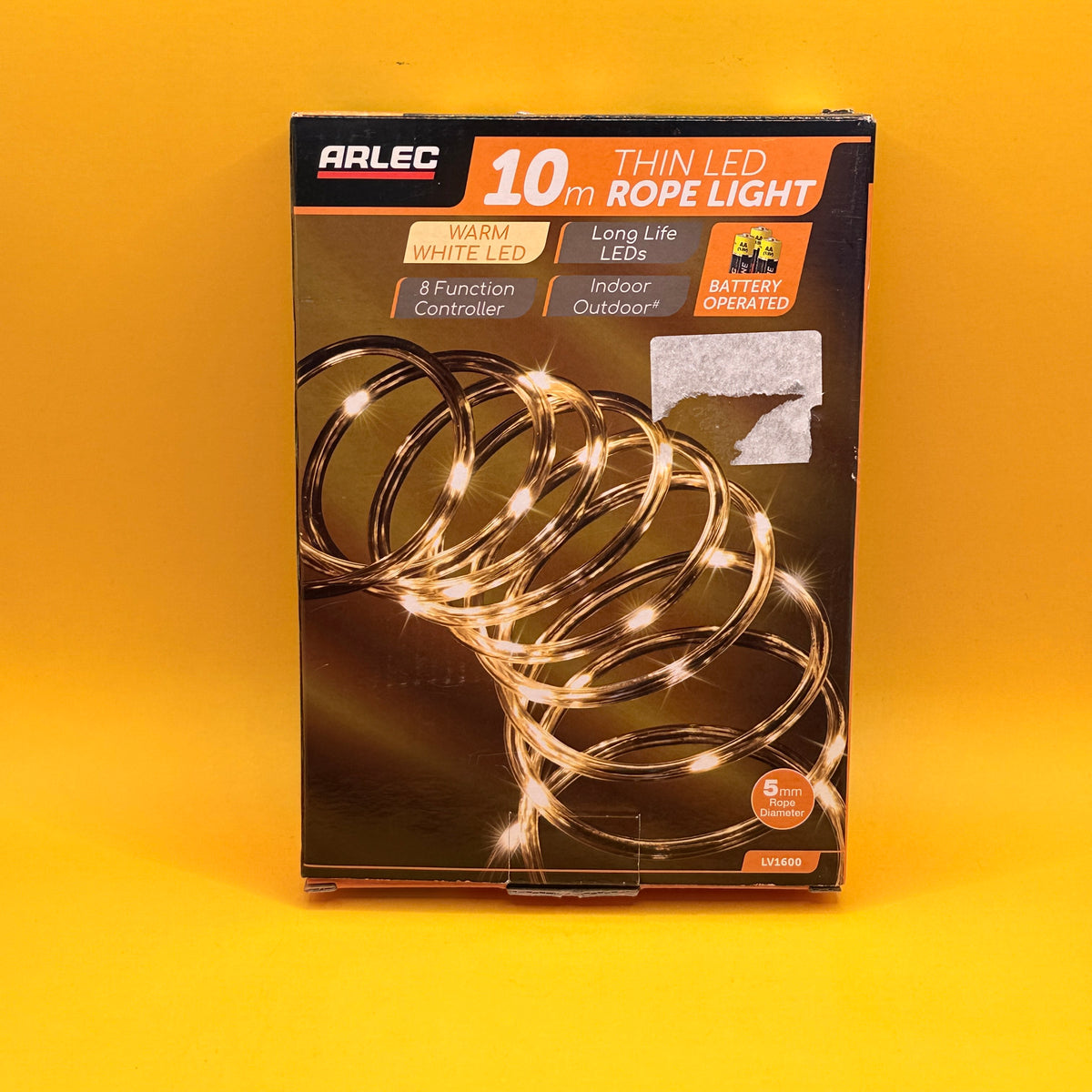 Arlec 10m Warm White LED Rope Light with 8-Function Controller