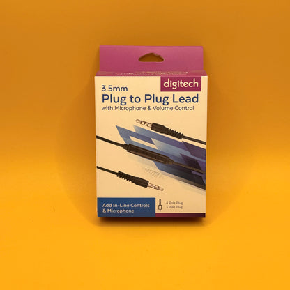 Digitech 3.5mm Plug to Plug Lead with Microphone and Volume Control