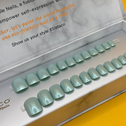 Sistaco Press-On Nails Mint Green
