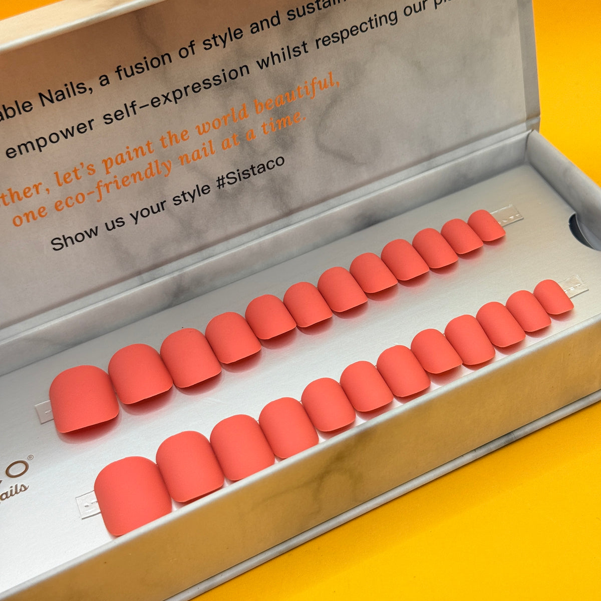 Sistaco Press-On Nails Coral Pink