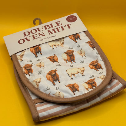 Splosh Highland Cow Double Oven Mitt 100% Cotton
