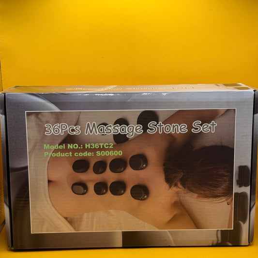 36 Piece Basalt Hot Stone Massage Set with Bamboo Box