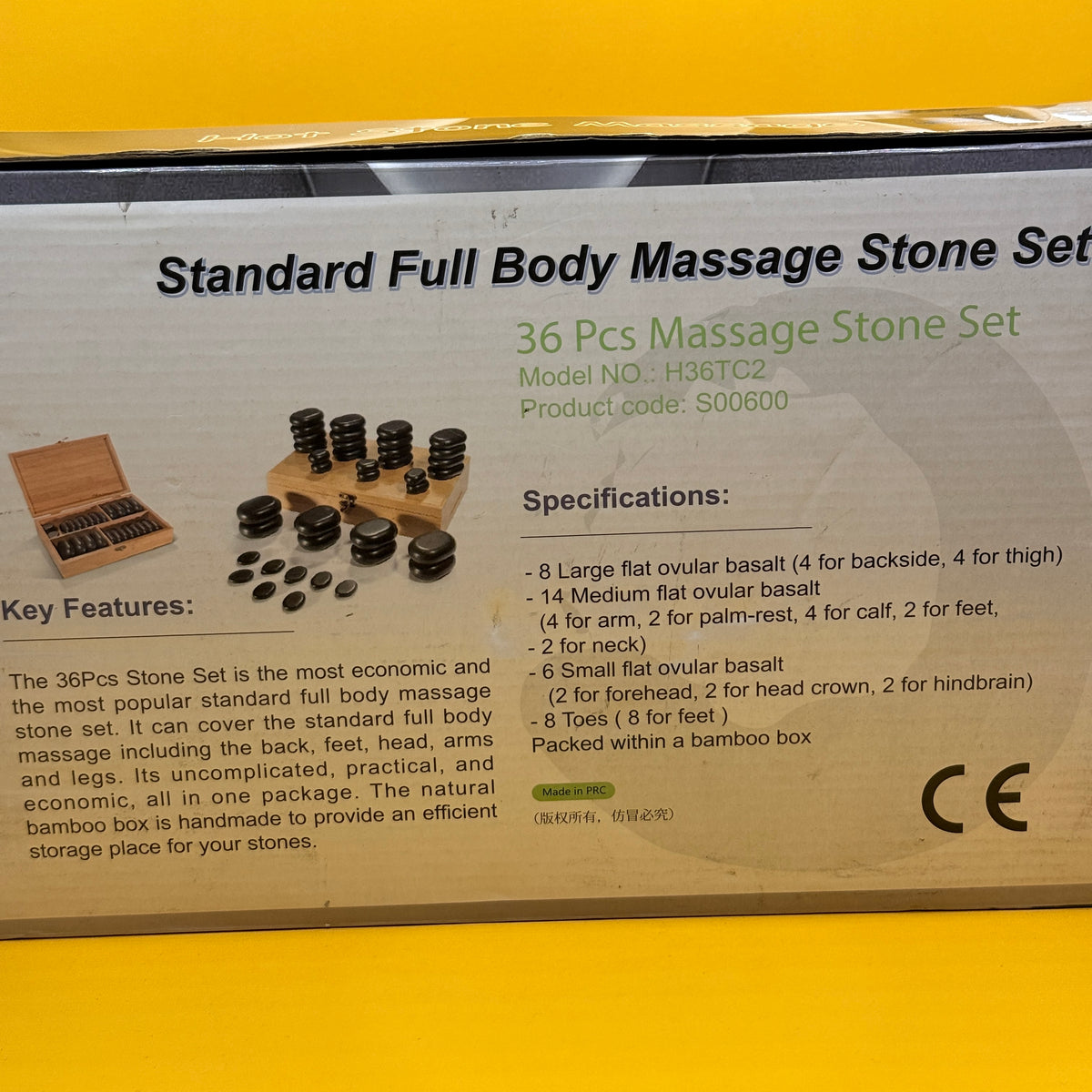 36 Piece Basalt Hot Stone Massage Set with Bamboo Box