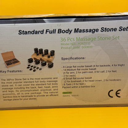 36 Piece Basalt Hot Stone Massage Set with Bamboo Box