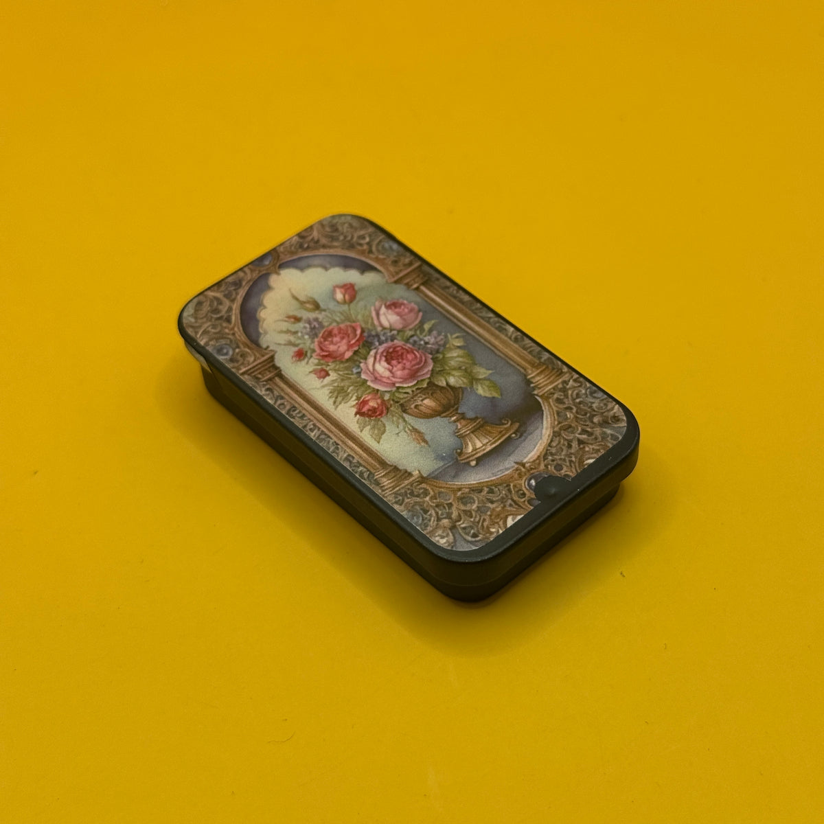 Floral Rectangular Metal Storage Tin