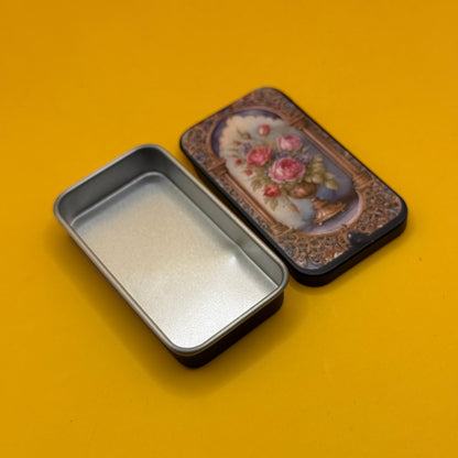 Floral Rectangular Metal Storage Tin