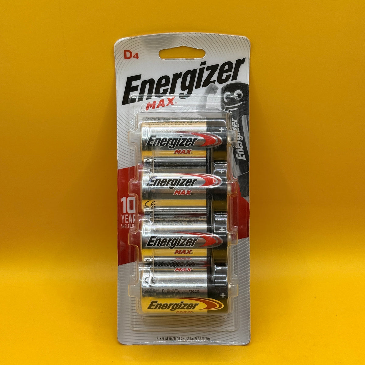Energizer Max D Alkaline Batteries 4 Pack