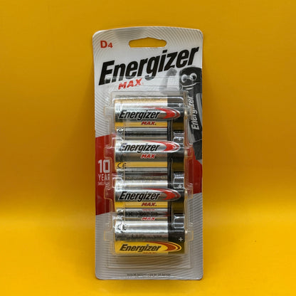 Energizer Max D Alkaline Batteries 4 Pack